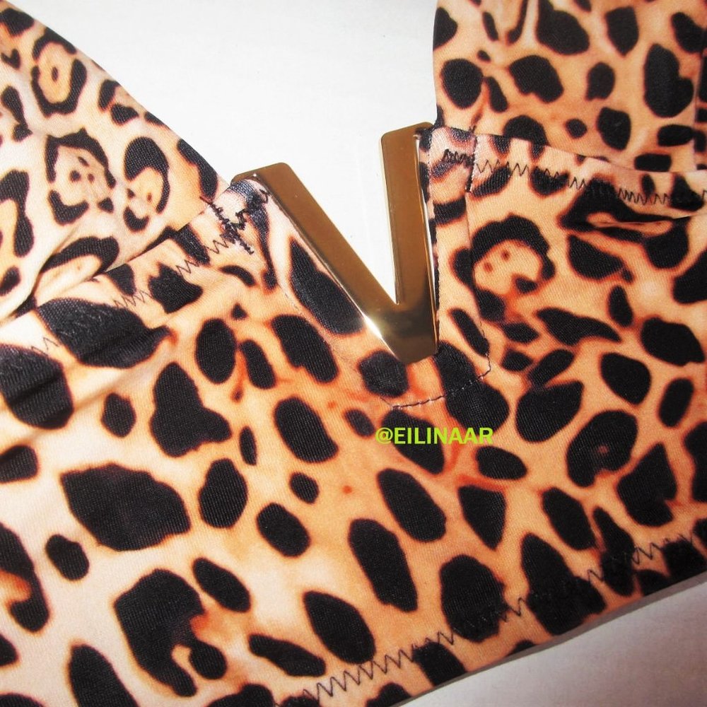 Victoria Secret Swim V-Hardware Bikini Top XS Extra-Small Leopard 30A-C 32A-B - Picture 5 of 8
